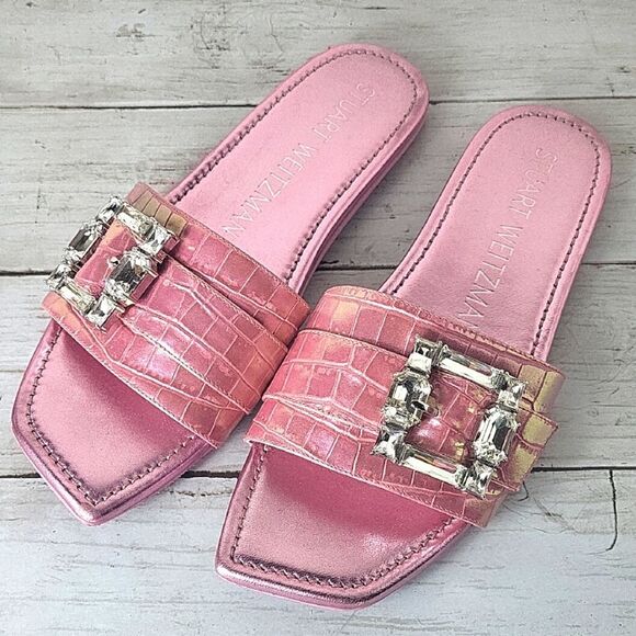 Stuart Weitzman Shoes - Stuart Weitzman Pantheon Pink Slide Sandals. Size 6.5B